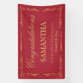 Rood Goud Elegant Afstuderen Spandoek (Verticaal)