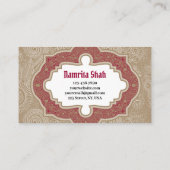 Rood Goud Elegant Damask Modern Paisleys Patroon Visitekaartje (Achterkant)
