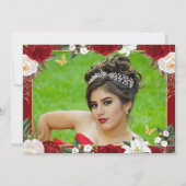 Rood & Goud Elegant Quinceañera Save The Date (Achterkant)