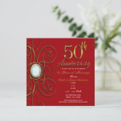 Rood & Goud Elegante Diamant 50 50ste Jubileum Kaart (Staand voorkant)