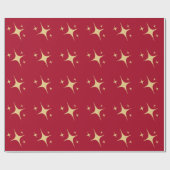 Rood goud elegante sterren patroon Kerstmis Cadeaupapier (Vlak)