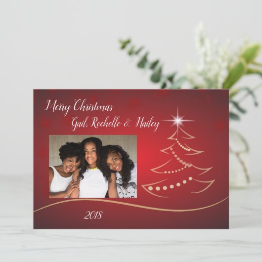 Rood & Goud Elegante Vrolijke Kerstkaart (Staand voorkant)