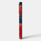 Rood goud en blauwe vierkanten Case-Mate iPhone case (Achterkant / Links)
