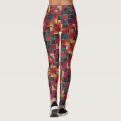 Rood goud en blauwe vierkanten leggings (Achterkant)