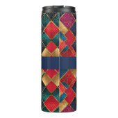 Rood goud en blauwe vierkanten thermosbeker (Achterkant)