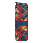 Rood goud en blauwe vierkanten thermosbeker (Geroteerd rechts)