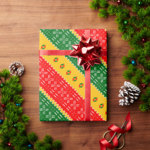 Rood goud en groen modderdoek stampatroon cadeaupapier