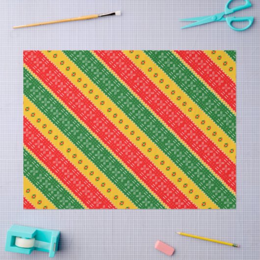 Rood goud en groen modderdoek stampatroon tissuepapier (Craft)