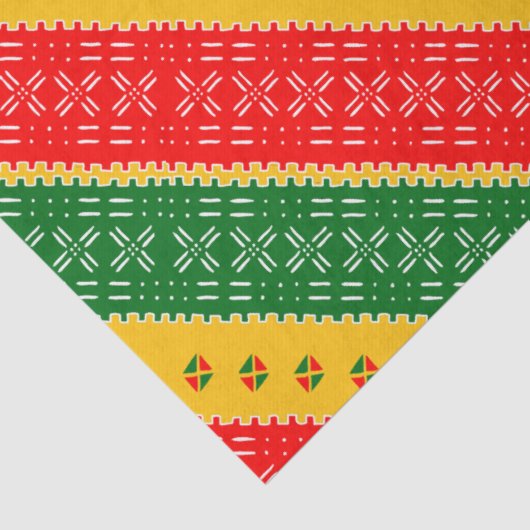 Rood goud en groen modderdoek stampatroon tissuepapier (Detail)