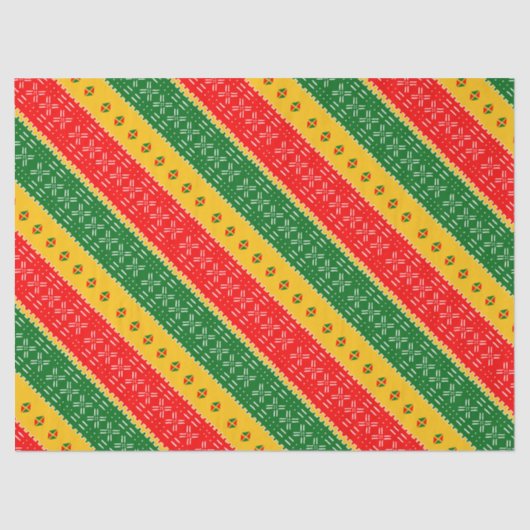 Rood goud en groen modderdoek stampatroon tissuepapier (Voorkant)