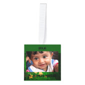 Rood, Goud en Groen Photo Cube Ornament (Voorkant)