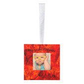 Rood, Goud en Groen Photo Cube Ornament (Rechts)