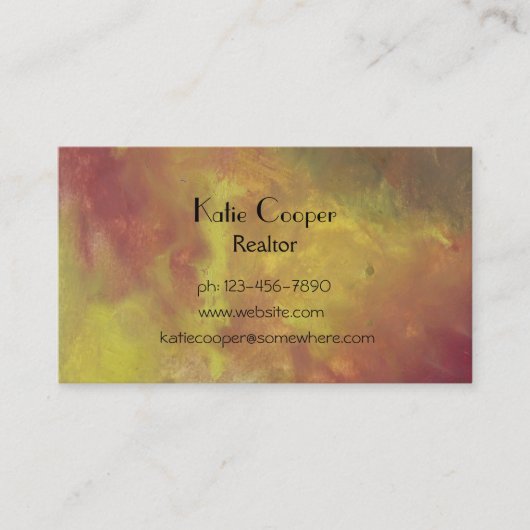 Rood goud en groene Abstracte olie schilderen Visitekaartje (Voorkant)