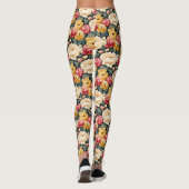 Rood Goud en Ivoor Bloemen Leggings (Achterkant)