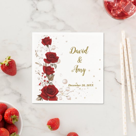 Rood, goud en wit elegante bruiloft servetten (Insitu)