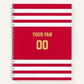 Rood, goud en wit Football Notitieboek (Voorkant)