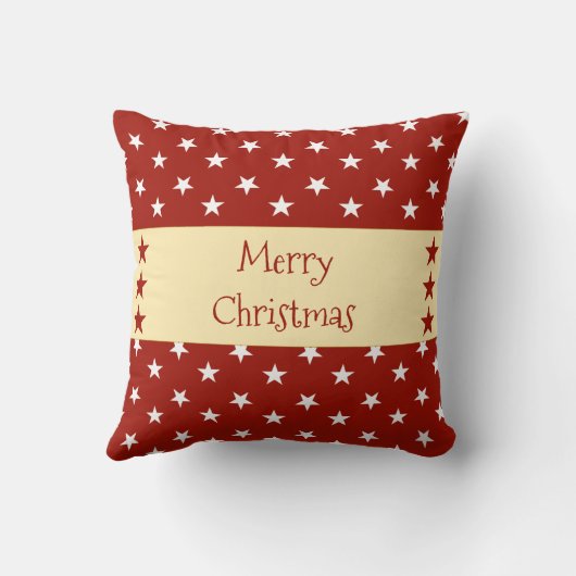 Rood goud en wit met sterren en kerstnaam kussen (Achterkant)