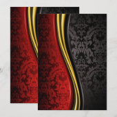 rood goud en zwart barokke uitnodigingskaarten ele kaart (Voorkant / Achterkant)