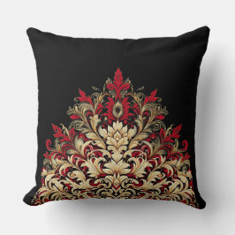 Rood goud en zwart Damask Sierkussen
