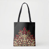 Rood goud en zwart damast tote bag (Voorkant)