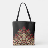 Rood goud en zwart damast tote bag (Achterkant)