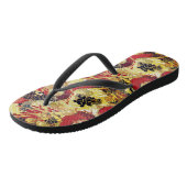 Rood, Goud en Zwart Japans Drakenpatroon Teenslippers (Schuin)
