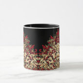 Rood Goud en Zwarte Damast  Mok (Midden)