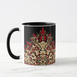 Rood Goud en Zwarte Damast  Mok