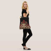 Rood Goud en Zwarte Damast Tote Bag (Op model)