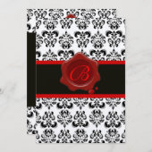 ROOD, GOUD EN ZWARTE DAMAST ,WAS ZEGEL MONOGRAM KAART (Voorkant / Achterkant)