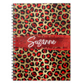 Rood goud en zwarte Folie Lopard-penseelstreken Notitieboek (Voorkant)
