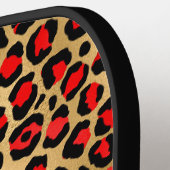 Rood goud en zwarte Folie Lopard-penseelstreken Pickleball Paddle (Links Detail)
