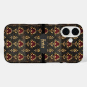 Rood Goud en Zwarte Gotische Damast Case-Mate iPhone Case (Achterkant (horizontaal))
