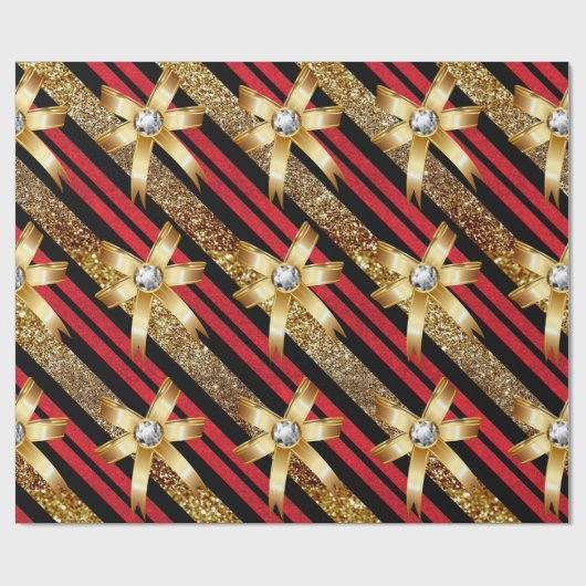 Rood goud en zwarte witte wasberen cadeaupapier (Vlak)