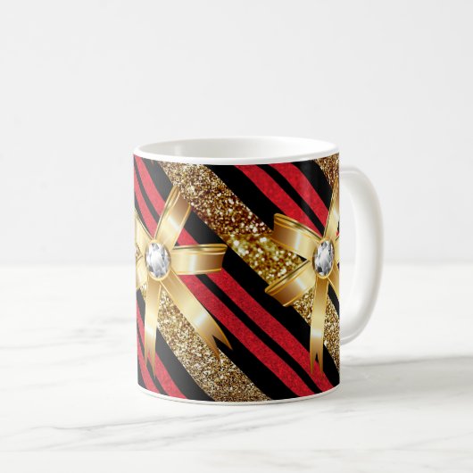 Rood goud en zwarte witte wasberen koffiemok (Voorkant rechts)