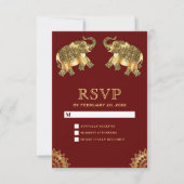 Rood goud etnische olifanten Indiase RSVP (Voorkant)
