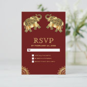 Rood goud etnische olifanten Indiase RSVP (Staand voorkant)