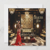 Rood Goud Fabulous Art Deco Room Etnische vrouw Kaart (Voorkant)