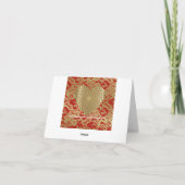 Rood & Goud Faux Lace Gouden Prismatisch Hart Feestdagen Kaart (Achterkant)