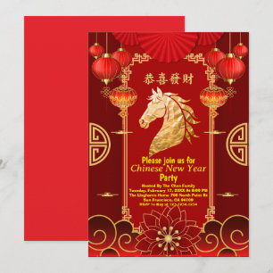 Rood & Goud Fest Chinees Nieuwjaar van het Paard Kaart