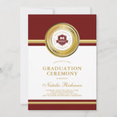 Rood & Goud Formeel Afstuderen Ceremonie Foto Kaart (Voorkant)