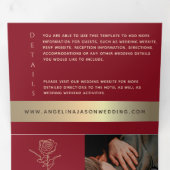 Rood & Goud Foto Drievoudig Huwelijksuitnodiging Drieluik Uitnodiging (Binnenzijde eerst)