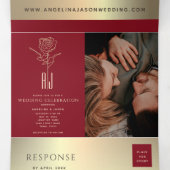 Rood & Goud Foto Drievoudig Huwelijksuitnodiging Drieluik Uitnodiging (Binnenkant midden)