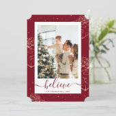 Rood Goud Foto Geloof Kerstmis Feestdagenkaart (Staand voorkant)