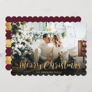 Rood Goud Foto Vrolijk Kerstfeest Kaart