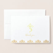 Rood & Goud Ganesha & Mehndi bruiloft Dank u Folie Kaarten (Voorkant met envelop)