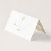 Rood & Goud Ganesha & Mehndi Trouwtafel Nummer Visitekaartje (Voorkant)