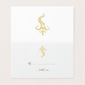 Rood & Goud Ganesha & Mehndi Trouwtafel Nummer Visitekaartje (Buitenkant ongevouwen)