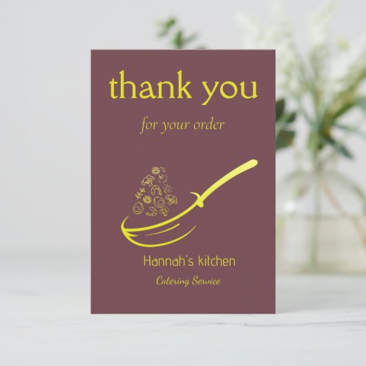 Rood Goud Geel Voedsel Frituurpan Bedankkaart (Staand voorkant)