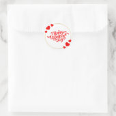 Rood Goud Geïllustreerd Moderne Gelukkige Valentij Ronde Sticker (Tas)